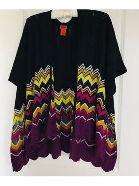 Original 2011 MISSONI+Target Black Color Flame Stitch Cape/Shawl/Wrap-ONE SIZE
